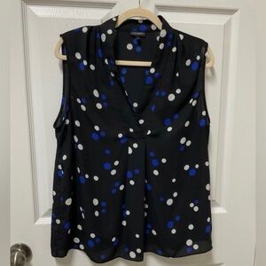 Talbots Black and Blue Dot Blouse